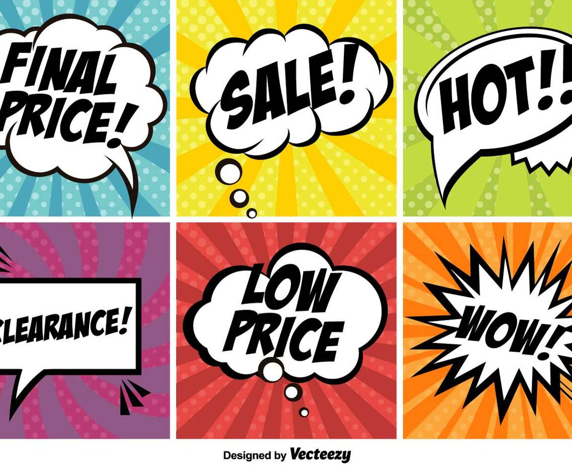 Pop Art Comic Promotion Vector Banners Set