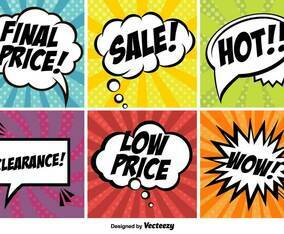 Pop Art Comic Promotion Vector Banners Set