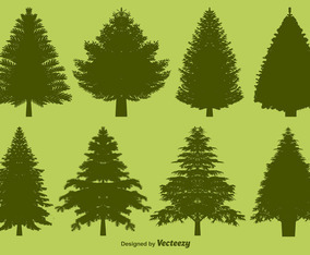Vector Pine Silhouettes Set