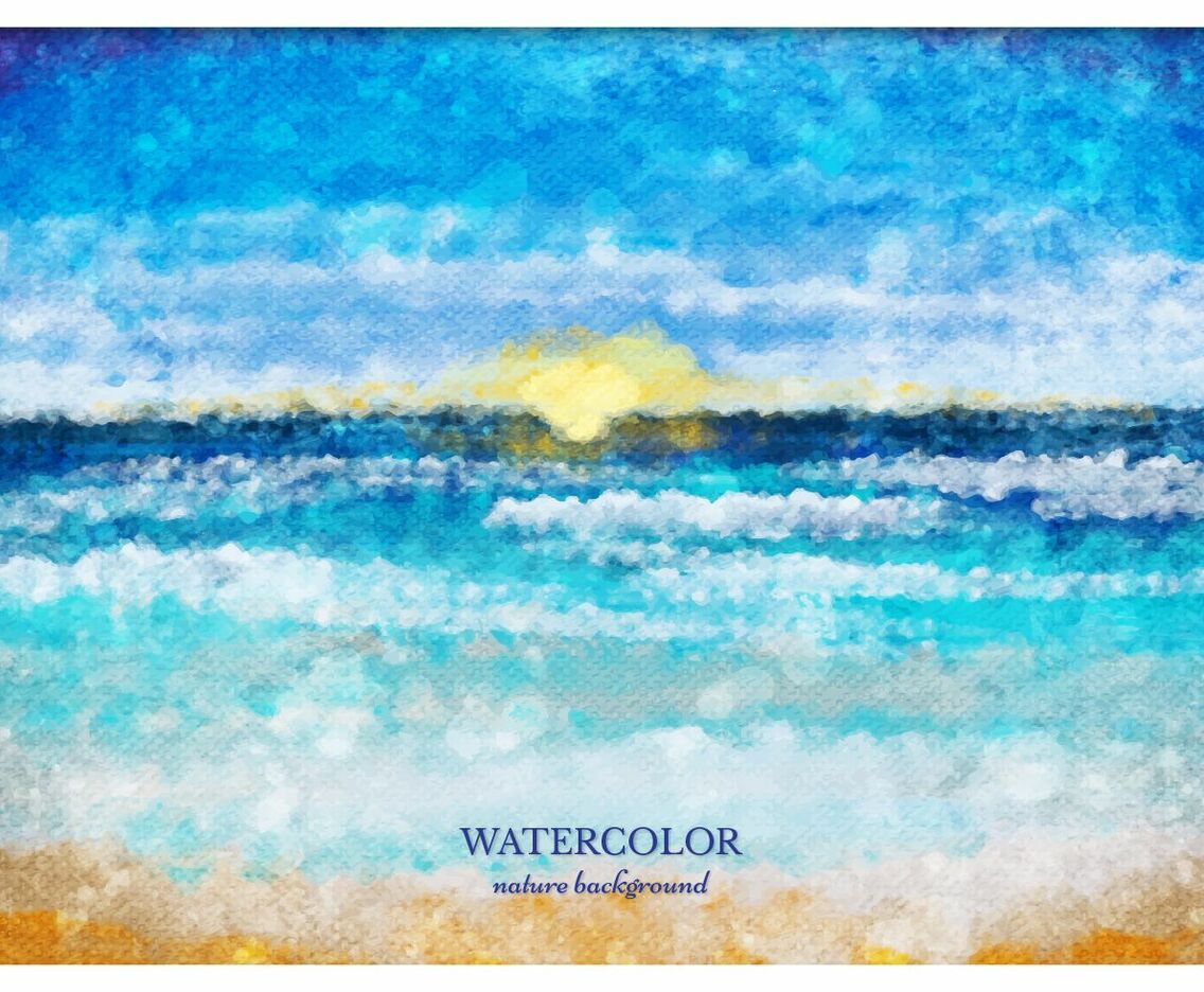 Free Vector Watercolor Sea Landscape