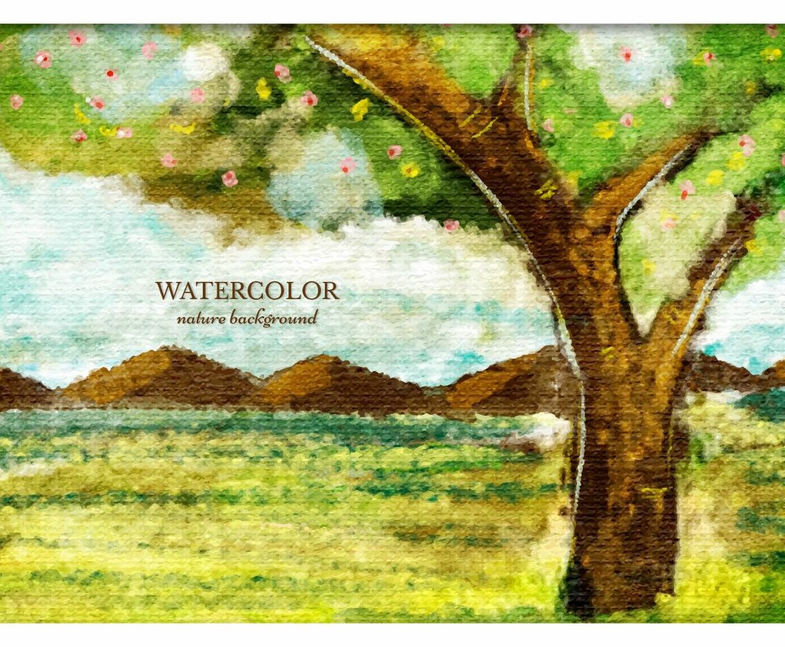 Free Vector Watercolor Tree Landscape