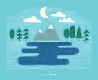 Linear Mountain Landscape Vector