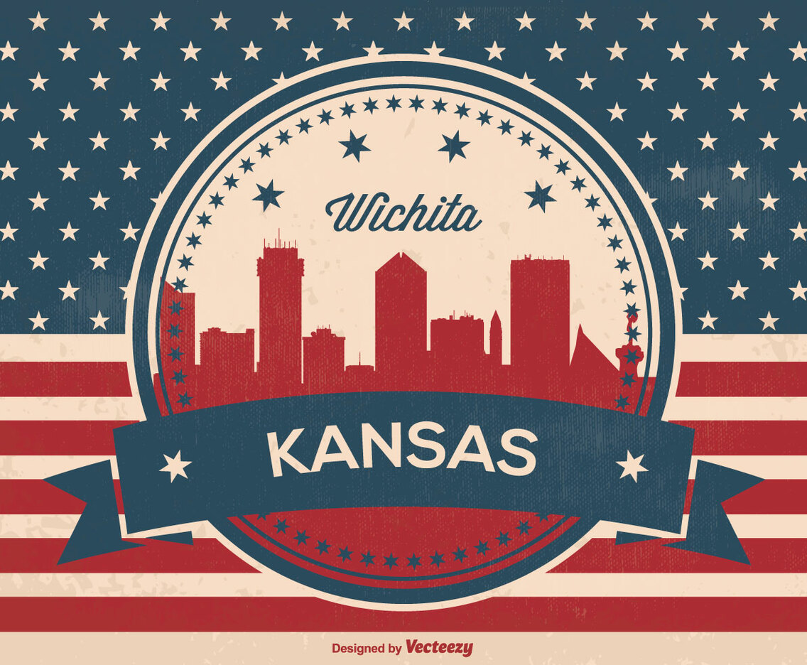 Retro Wichita Kansas Skyline Illustration