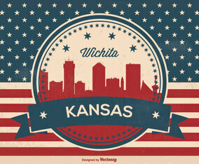 Retro Wichita Kansas Skyline Illustration