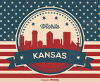 Retro Wichita Kansas Skyline Illustration