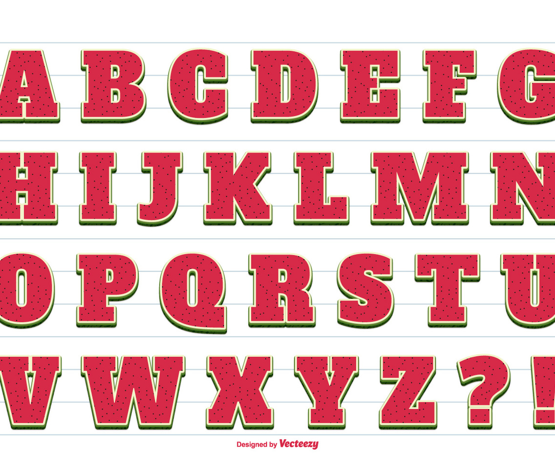 Cute Summer Vector Alphabet