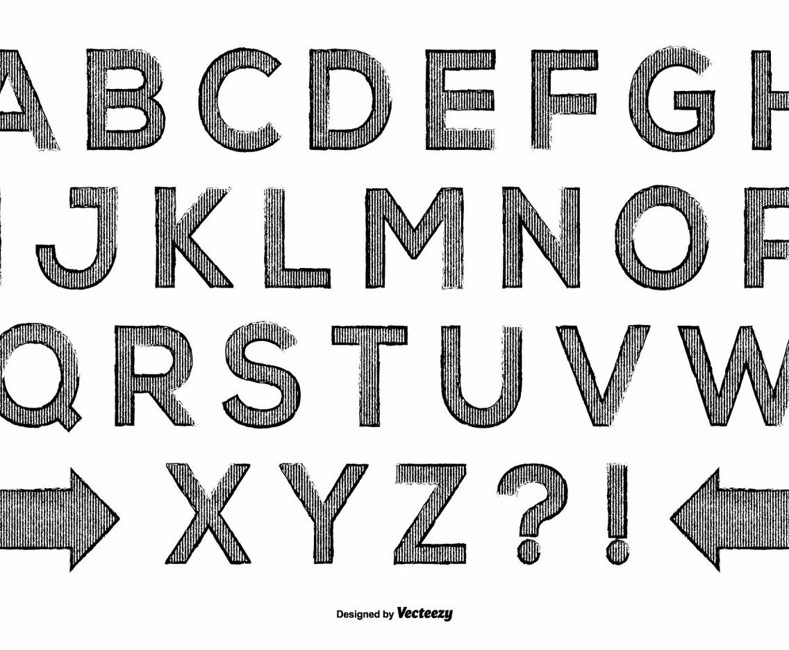 Grunge Stripes Alphabet Set