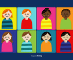 Cute People's Faces Vectors