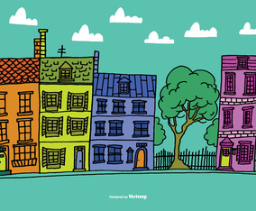 Colorful Row House Vectors
