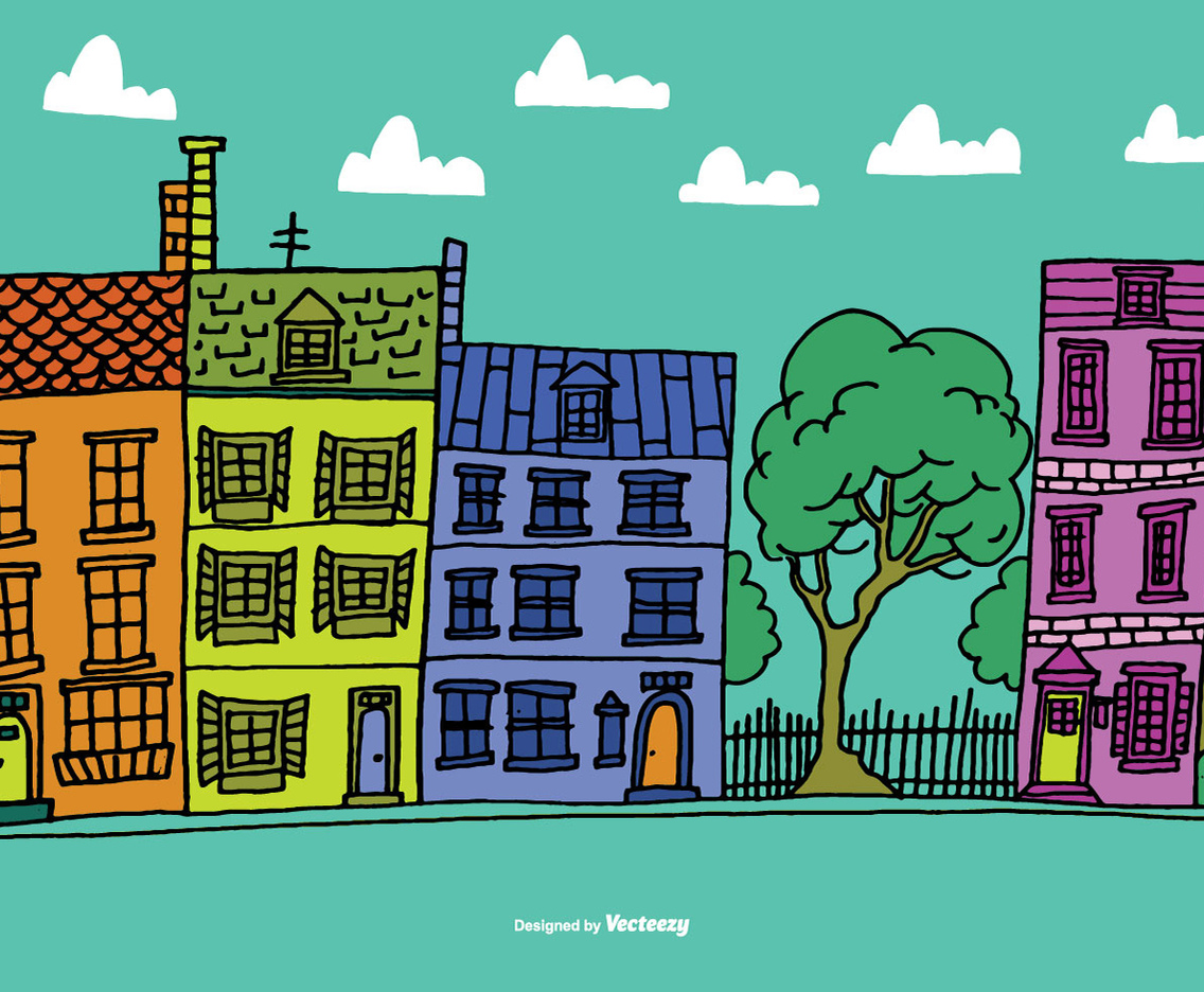 Colorful Row House Vectors
