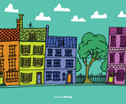 Colorful Row House Vectors