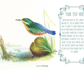 Beautiful Watercolor Bird Text Template