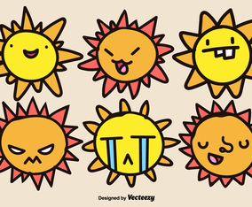 Cartoon Suns Vector Set