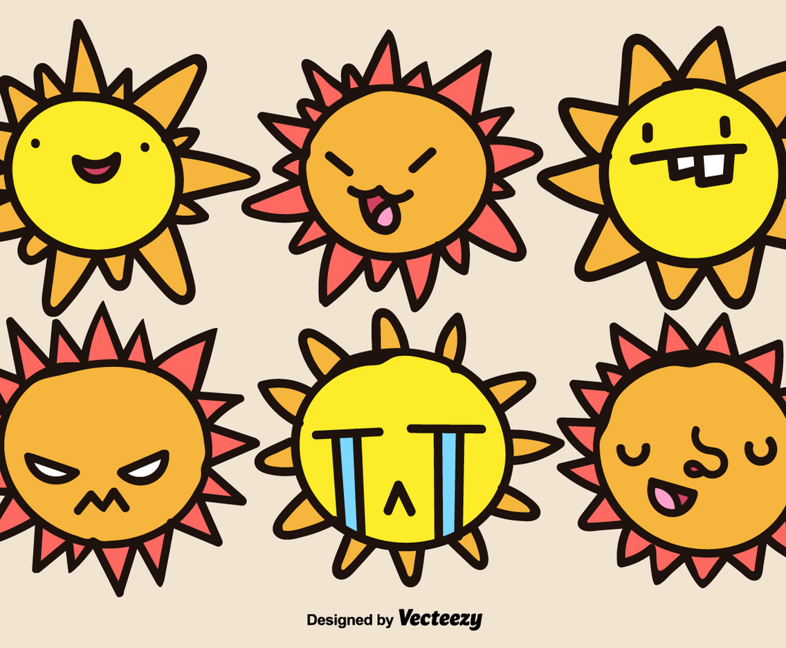 Cartoon Suns Vector Set