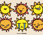 Cartoon Suns Vector Set