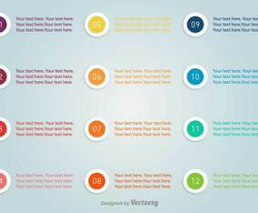 Bullet Points With Numbers Vector Set