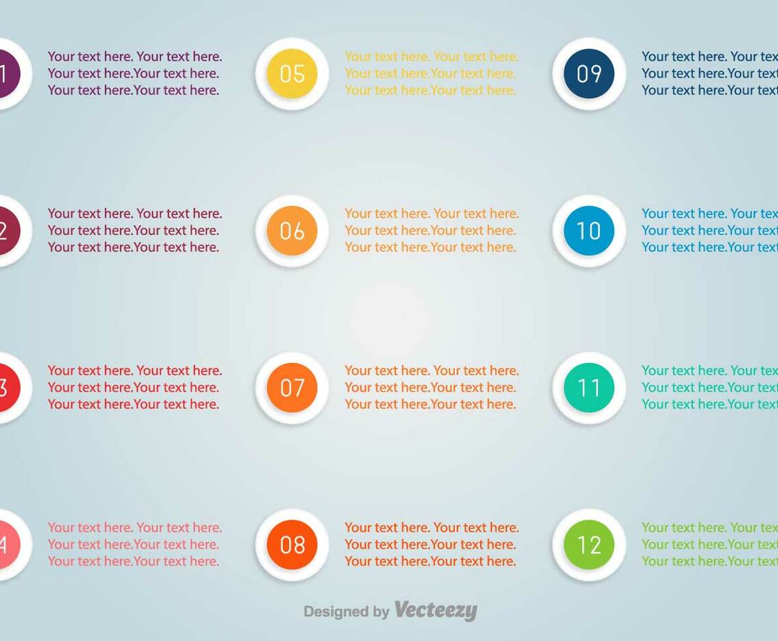 Bullet Points With Numbers Vector Set