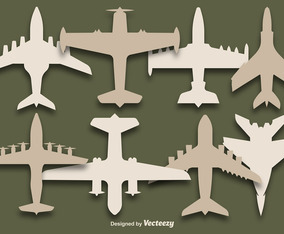 Vector Set Of airplanes silhouettes