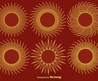 Set Of Stylized Sun Icons Line Style Vector