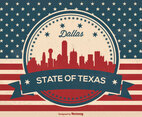 Retro Dallas Texas Skyline Illustration
