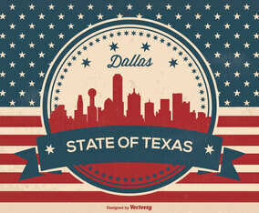 Retro Dallas Texas Skyline Illustration