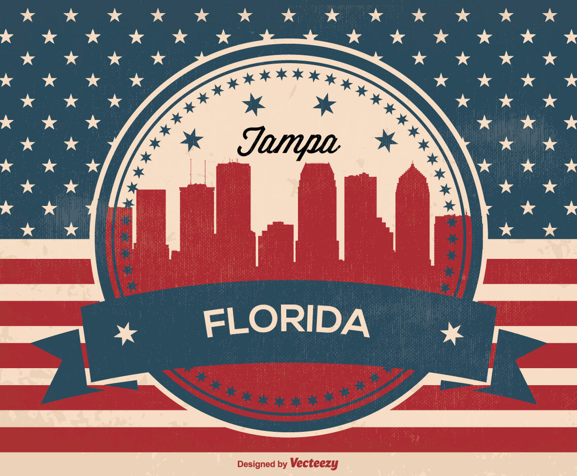 Retro Tampa Florida Skyline Illustration