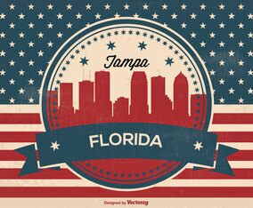 Retro Tampa Florida Skyline Illustration