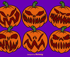 Vector Cartoon Pumpkin Set