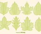 Vector Leaf Icons In Line Style