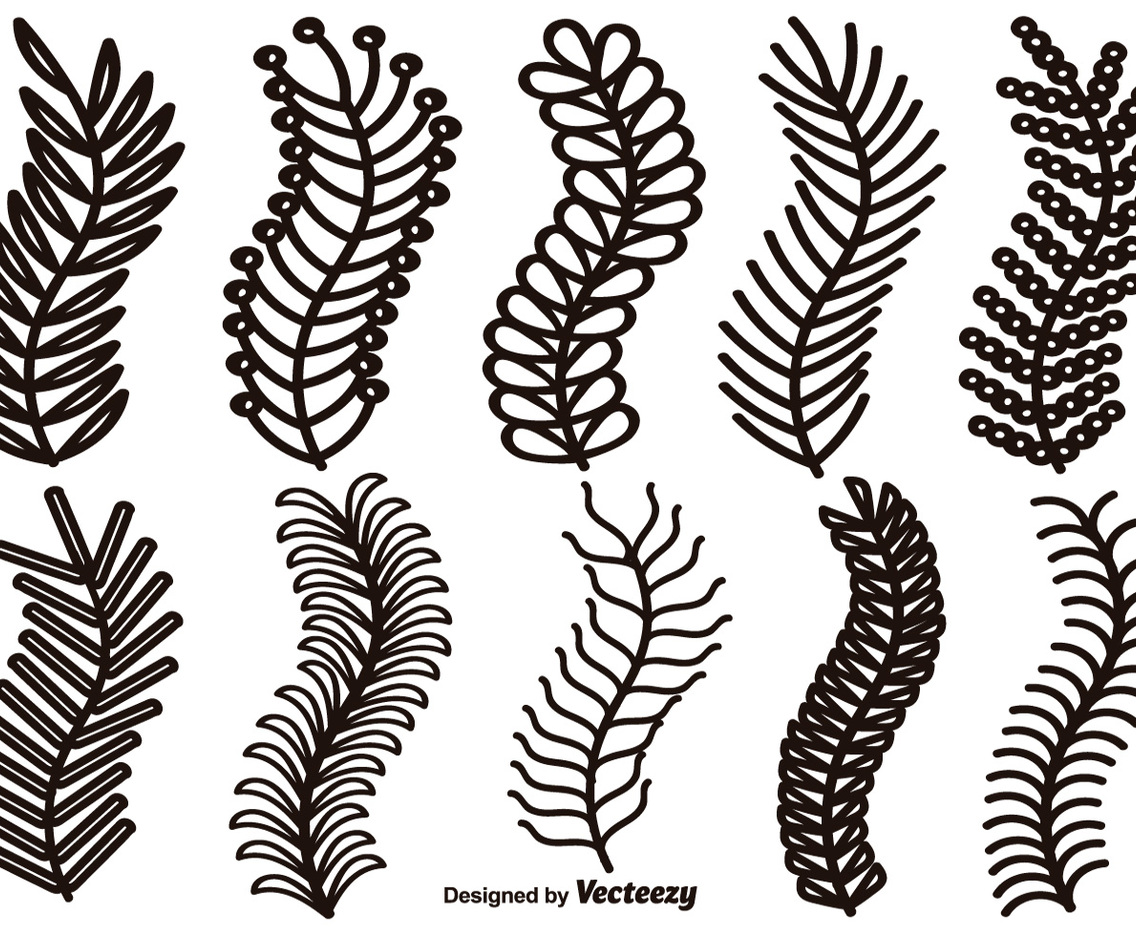 Vector Hand Drawn Line Borders, Laurel Design Elements