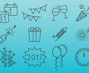 New Year Celebration Icons
