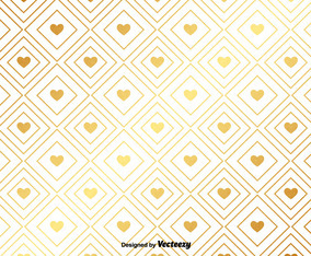 Vector Gold Pattern With Golden Hearts