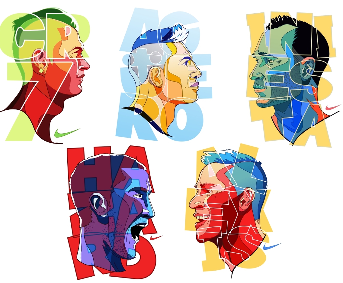 Colorful Futbol Player Vectors