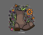 Flower Filled Boot Vector