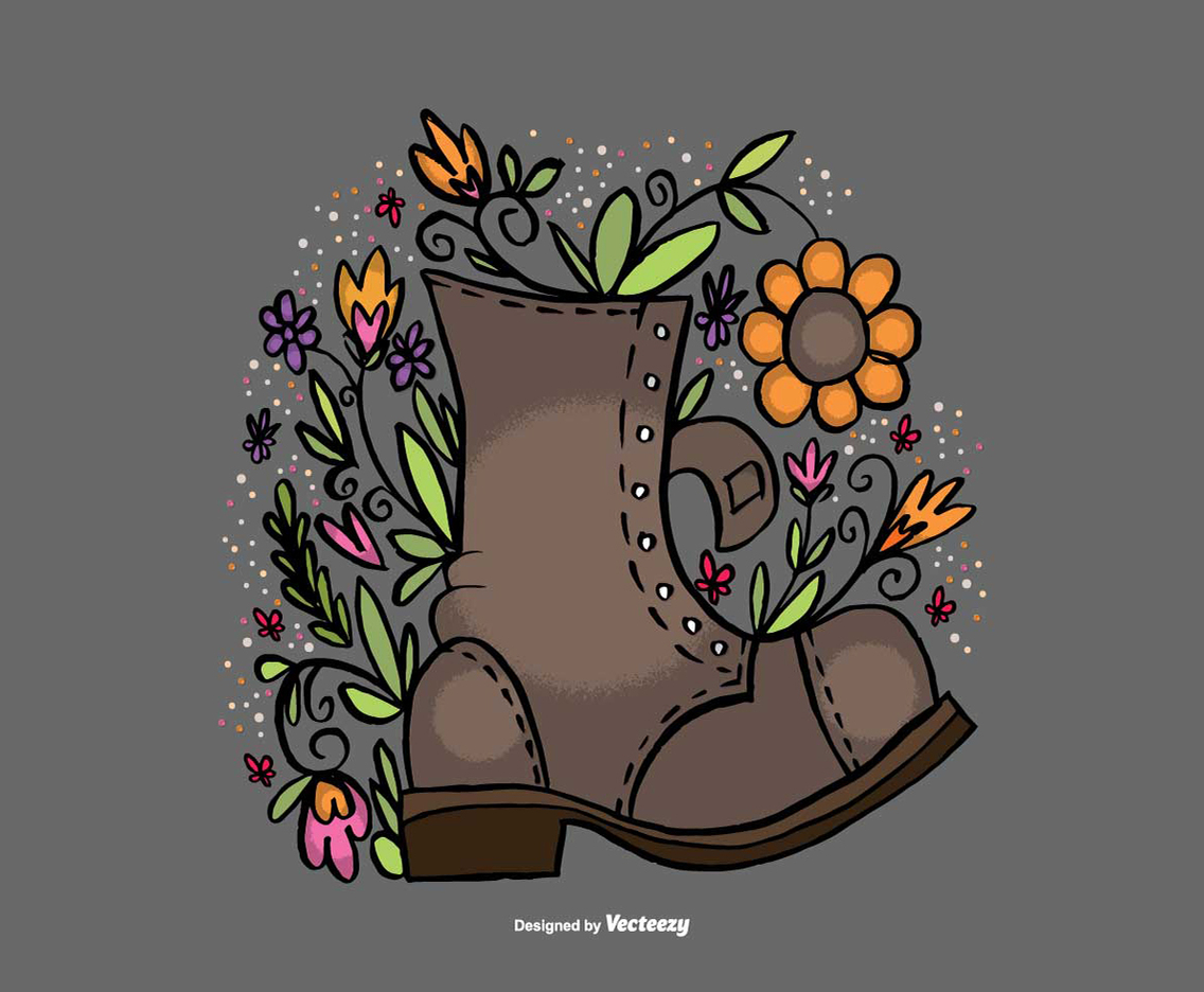Flower Filled Boot Vector