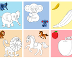 Coloring Fruits and Animals Pages