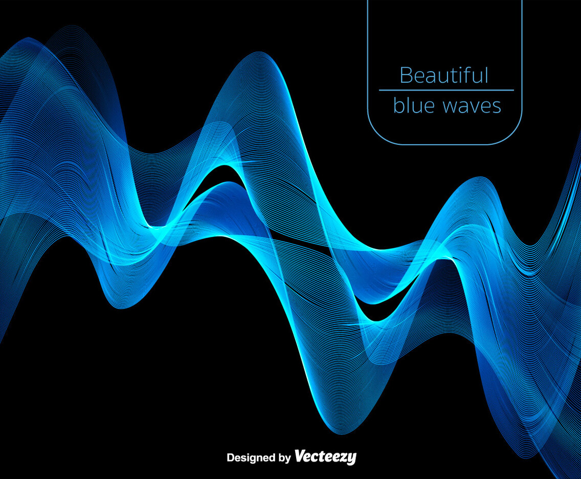 Abstract Beautiful Blue Waves - Vector
