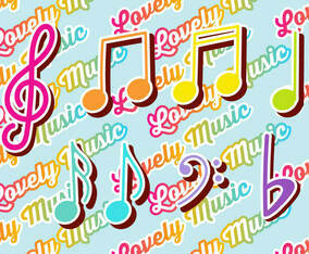 Colorful Violin Key and Music Notes Set