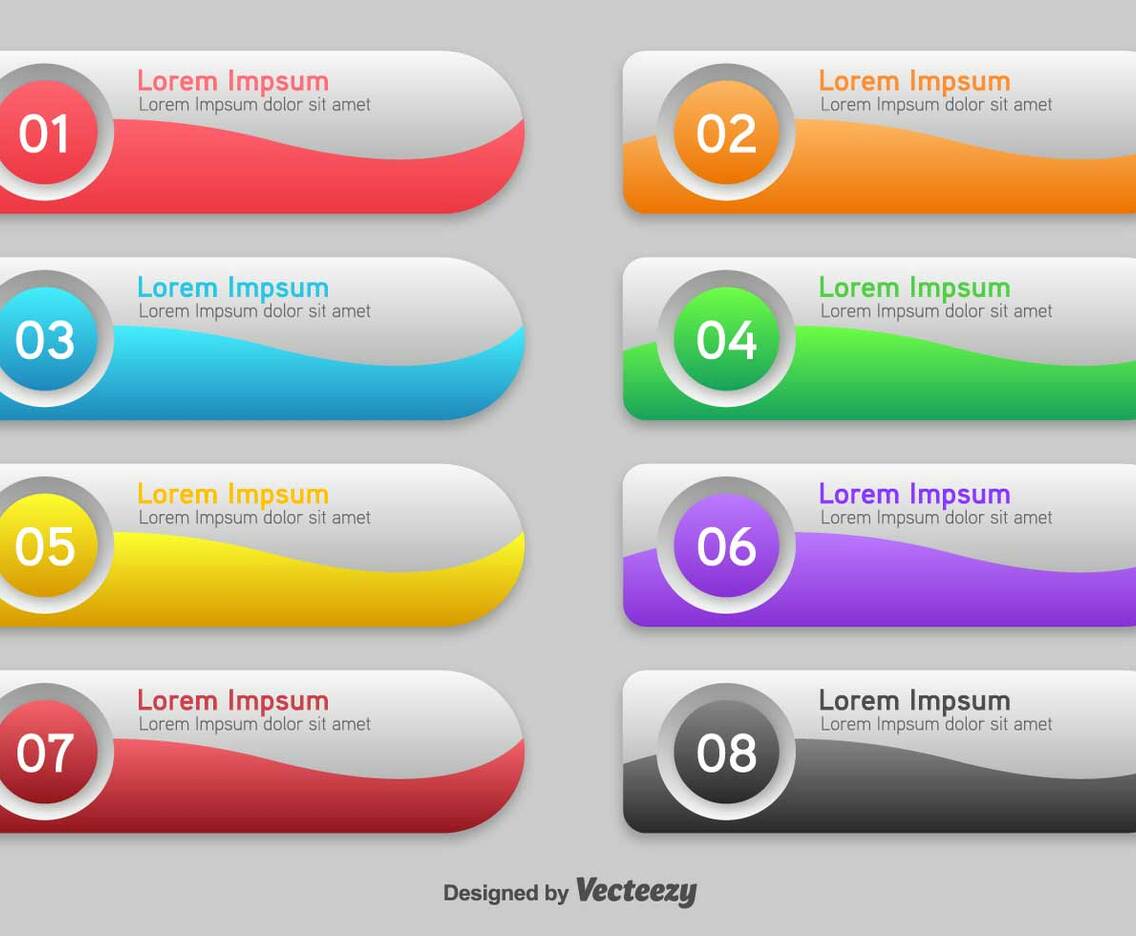 Step By Step Modern Banners With Numbers - Vector