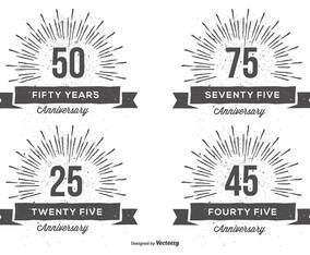 Retro Anniversry Label Set
