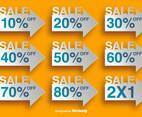 Arrow Shaped Labels With Discounts - Vector Elements