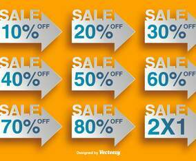 Arrow Shaped Labels With Discounts - Vector Elements