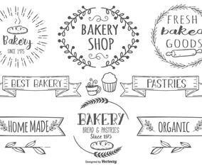 Cute Hand Drawn Style Bakery Label Set