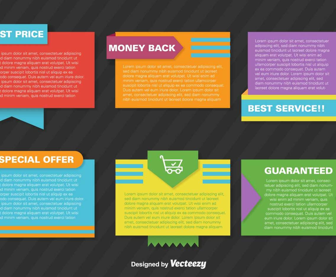 Set Of Vector Promotional Colorful Paper Banners