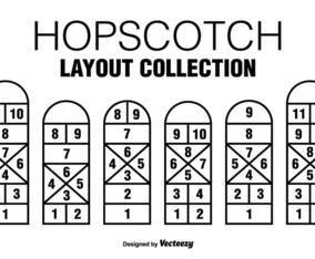 Six Vector Black Hopscotch Game Icons