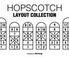 Six Vector Black Hopscotch Game Icons