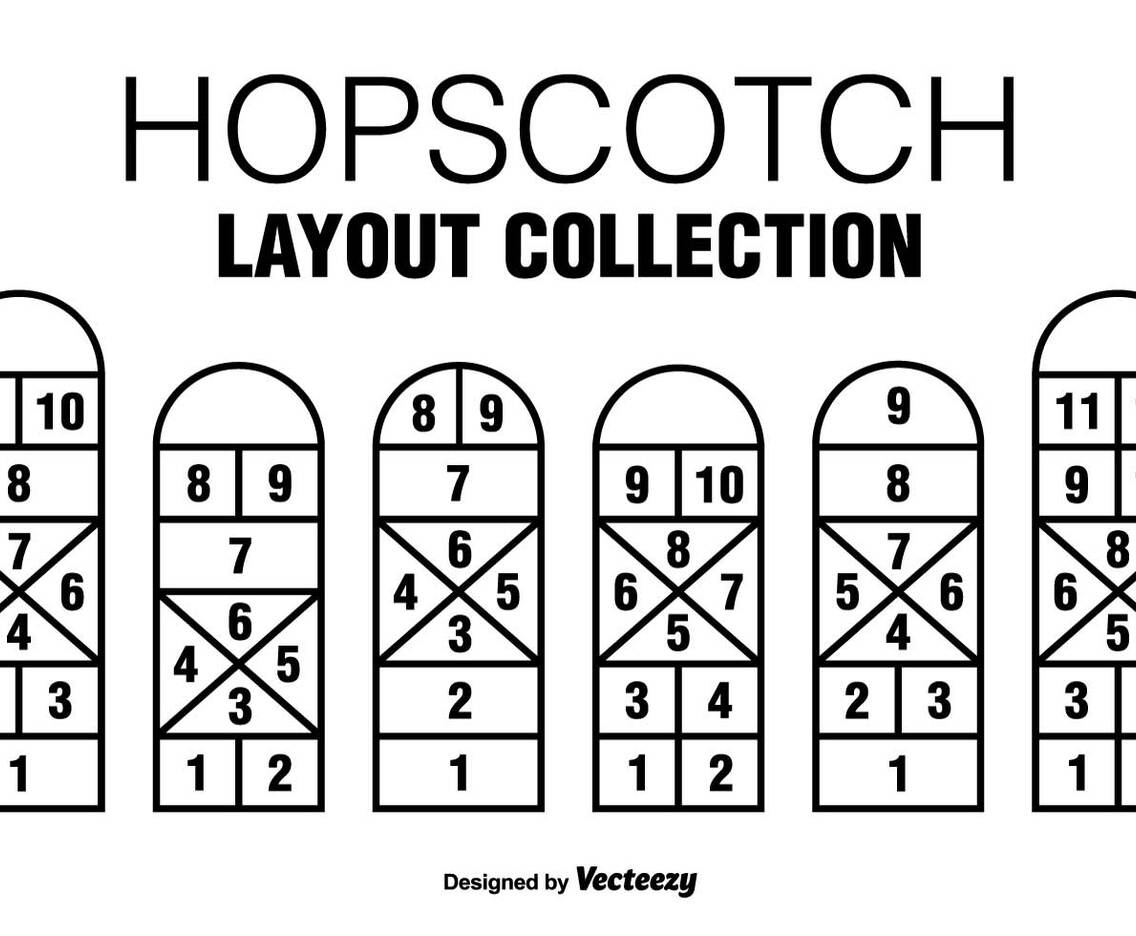 Six Vector Black Hopscotch Game  Icons