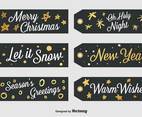 Set Of 6 Black Christmas Labels