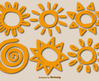 Six Vector Hand-Drawn Suns