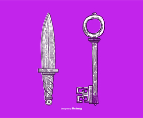 VECTOR KNIFE KEY - LINE DRAWING